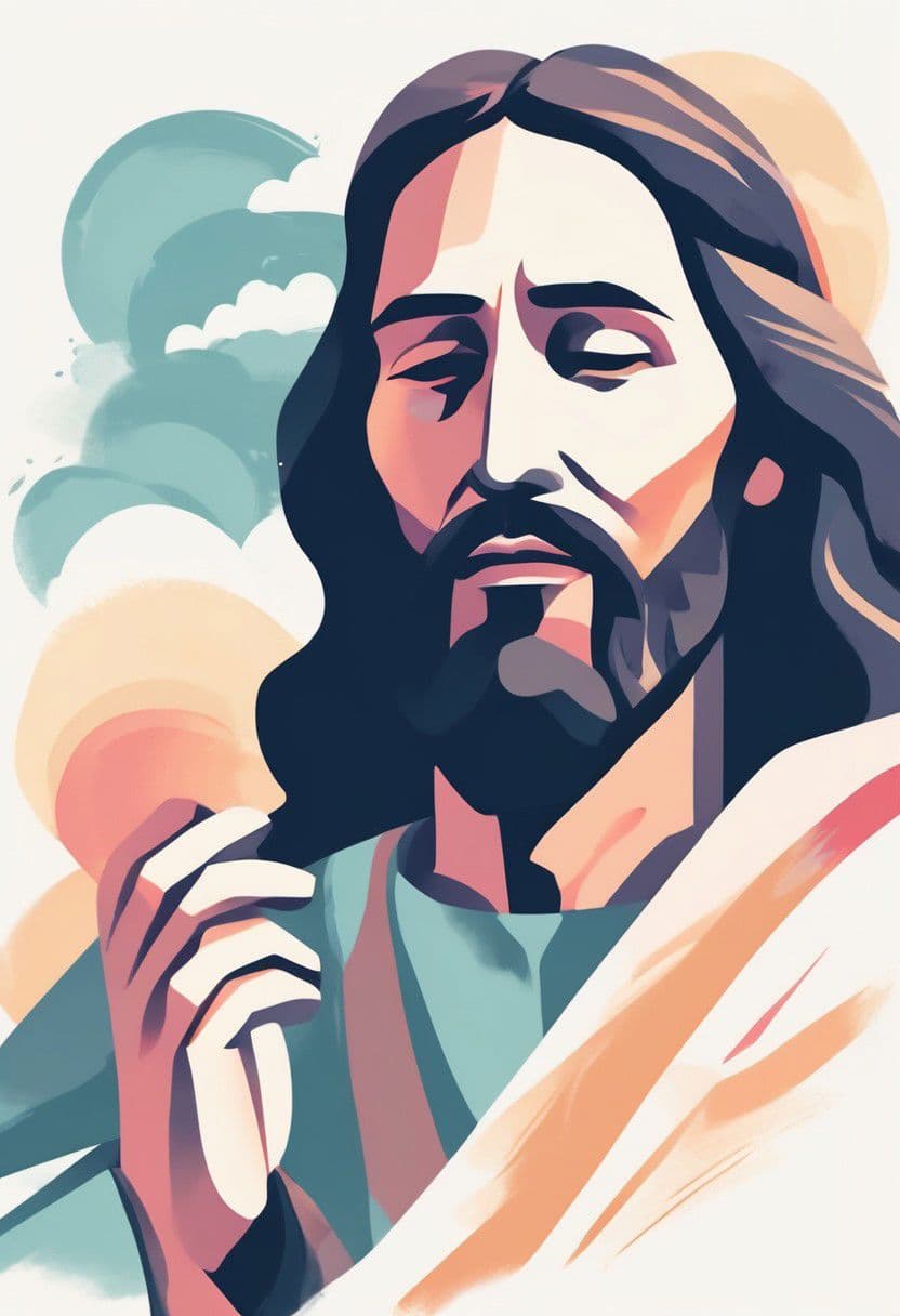 Artistic depiction of Jesus with praying hands